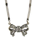Sterling Silver Marcasite Bow Pendant Necklace