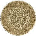Hand-knotted Beige Wool Chronos Rug (8' Round)