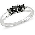 10k White Gold 1/2ct TDW Black Diamond 3-stone Ring