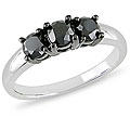 10k White Gold 1ct TDW Black Diamond 3-stone Ring