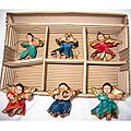 Set of Six Peruvian Ceramic Female Angel Ornaments (Peru)