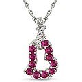10k Gold Created Ruby and Diamond Heart Necklace