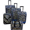 American Flyer Blue Zebra Print 5-piece Spinner Luggage Set