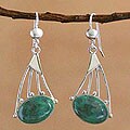 Sterling Silver Chrysocolla 'Inca Comets' Dangle Earrings (Peru)