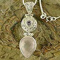 Silver 'Love Potion' Rose Quartz/ Amethyst Necklace (India)