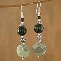 Silver 'Equilibrium' Onyx and Labradorite Earrings (India)