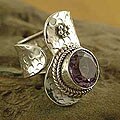 Sterling Silver 'Regency' Amethyst Wrap Ring (India)