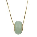 14k Yellow Gold Natural Jade Barrel Necklace