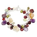 Sterling Silver Gemstone and Freshwater Pearl Bracelet (6-12 mm)