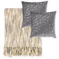 Cream/ Grey Throw Blanket and Decorative Pillows