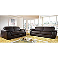 Monaco Dark Brown Italian Leather Sofa and Love Seat Set (Pack of 3)