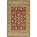 Hand-knotted Red New Zealand Wool Chronos Rug (3'9 x 5'9)