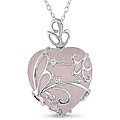 Sterling Silver Rose Quartz and White Topaz Heart Necklace