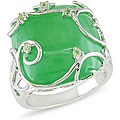 Sterling Silver Green Jade and Peridot Ring