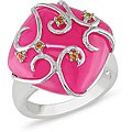 Sterling Silver Pink Jade and Citrine Ring