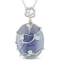Silver 20 1/5ct Purple Jade and Blue Topaz Pendant