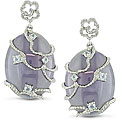 Silver 32 1/6ct Purple Jade and Topaz Earrings