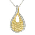 Two-tone Sterling Silver Cubic Zirconia Twisted Teardrop Necklace