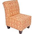Red Medallion Button Tufted Slipper Chair