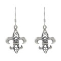 Sterling Silver Fleur de Lis Dangle Earrings