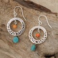 Sterling Silver Turquoise Circle Earrings (USA)