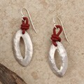 Sterling Silver and Leather Hammered Earrings (USA)