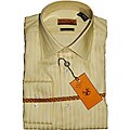 Enzo Tovare Men's Striped Tan Dress Shirt
