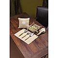 Beige Linen Embroidered Pillow (India)