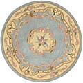 FHSN Blue Wool Round Rug (4 x 4')