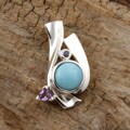 Sterling Silver Larimar and Iolite Zahara Pendant (Domincan Republic)