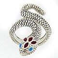 Meredith Leigh Sterling Silver Ruby and Enamel Snake Ring