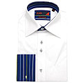 Brio Uomo by Domani Men's White/ Navy Stripe Dress Shirt