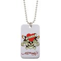 Ed Hardy 'Love Kills Slowly' Heart and Skull Dog Tag Necklace