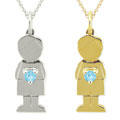 10k Gold 'Little Boy' Genuine Sky Blue Topaz Designer Necklace