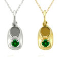 10k Gold May Birthstone Created Emerald 'Baby Booty' Designer Necklace