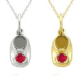 10k Gold July Birthstone Created Ruby 'Baby Booty' Designer Necklace