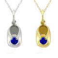 10k Gold September Birthstone Created Sapphire 'Baby Booty' Necklace