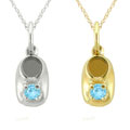 10k Gold March Birthstone Sky Blue Topaz 'Baby Booty' Necklace