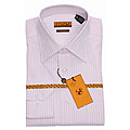 Enzo Tovare Men's White/ Pink Striped Dress Shirt