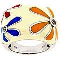 Meredith Leigh Sterling Silver and Enamel White Topaz Flower Ring