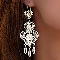 Silver Filigree 'Follow Your Heart' Chandelier Earrings (Peru)