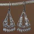 Sterling Silver 'River Mountain' Pearl Earrings (Indonesia)