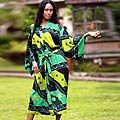 Women's 'Emerald Birds' Batik Robe (Indonesia)