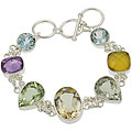 Sterling Silver Lab-created Multi-gemstone Toggle Bracelet