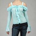 Kaelyn Max Women's 'Cold Shoulder' Pleated Ruffle Top