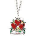 Ed Hardy Silvertone Triple Heart 'Love' Necklace