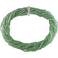 Sterling Silver Aventurine Multi-strand Twist Necklace