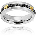 Stainless Steel Black Cable and Goldplated Barrel Ring