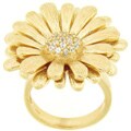 Meredith Leigh Goldtone Sterling Silver Cubic Zirconia Sunflower Ring
