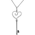Sterling Silver 1/8ct TDW Diamond Heart Key Necklace (H-I, I2-I3)